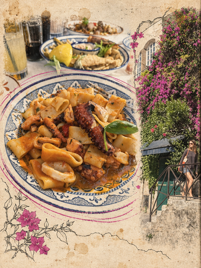 Antibes zine artwork · First taste, first blue · left page