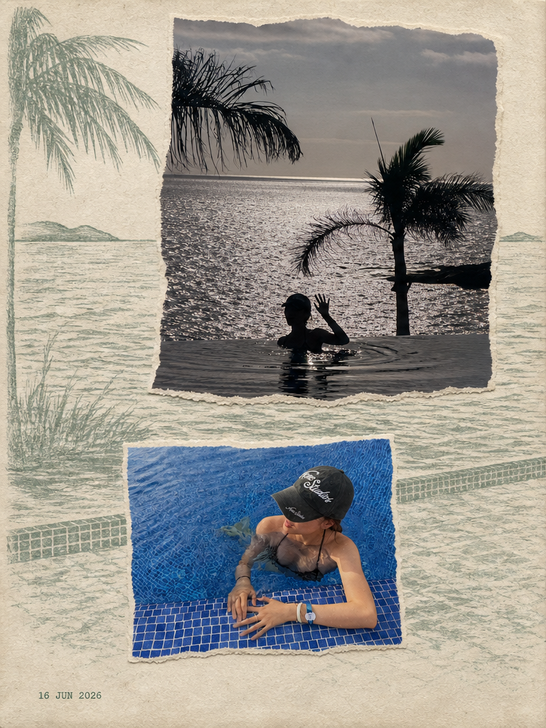 Tenerife zine artwork · Water / First Light · left page